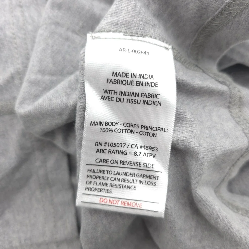 Ariat Men Gray Henley Large FR Work Crew Long Sleeve T-Shirt CAT2 2212 Perdido - Picture 12 of 16